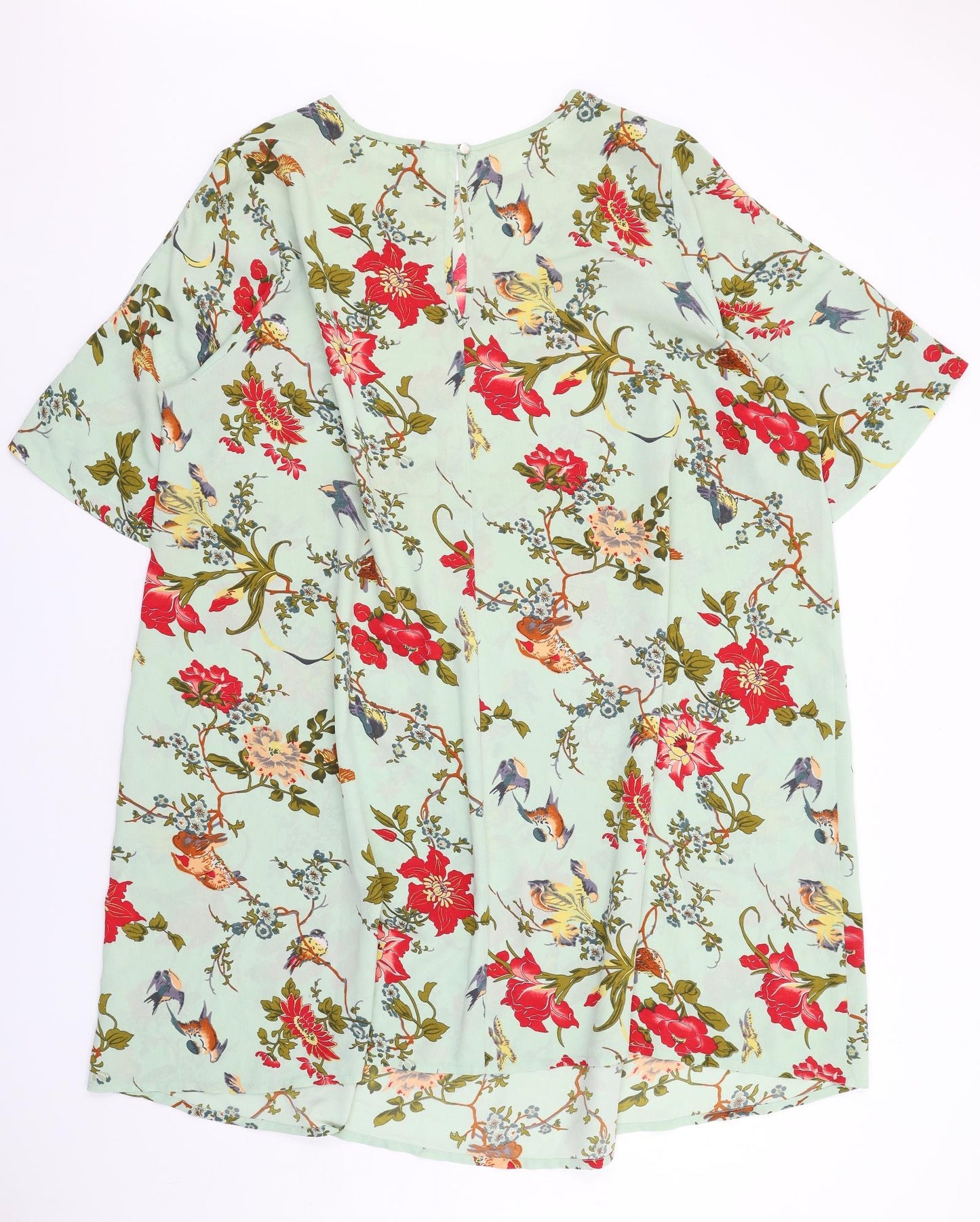 ASOS Womens Green Floral Polyester A-Line Size 26 Boat Neck Button