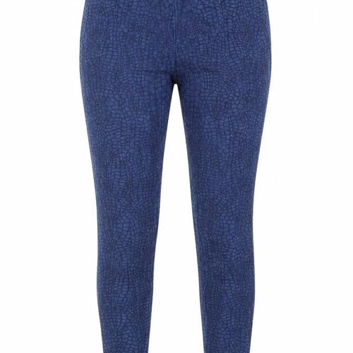 Marks and Spencer Womens Blue Animal Print Cotton Carrot Leggings Size 6 L28 in - Crocodile Print