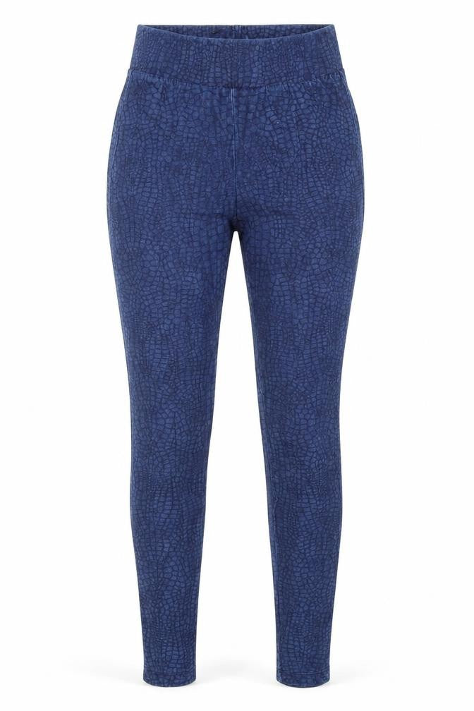 Marks and Spencer Womens Blue Animal Print Cotton Carrot Leggings Size 6 L28 in - Crocodile Print