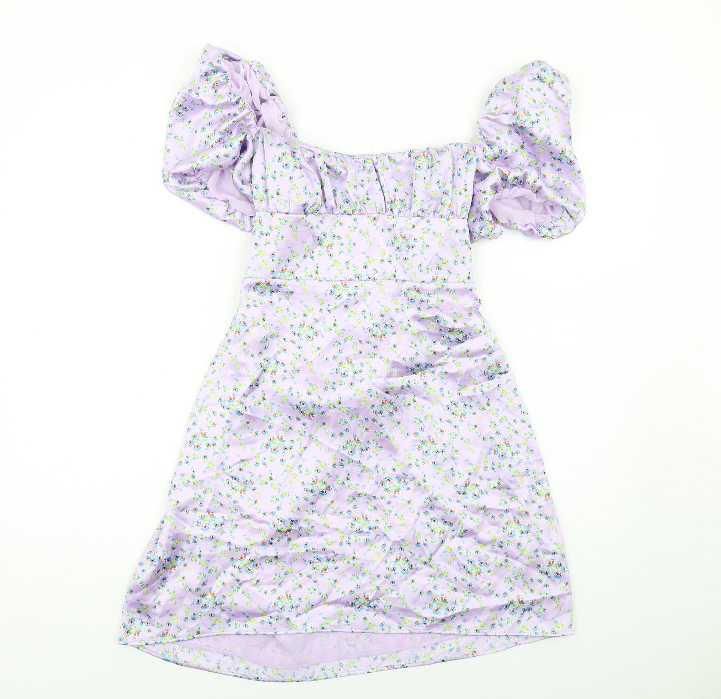 Zara Womens Purple Floral Polyester Mini Size 2XL Square Neck Zip