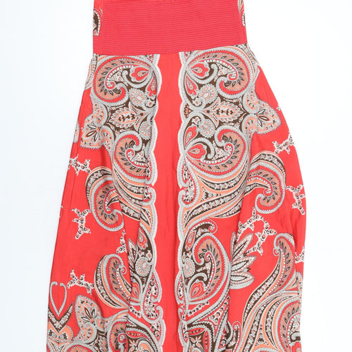 Monsoon Womens Red Paisley Polyester A-Line Size 10 Halter Tie