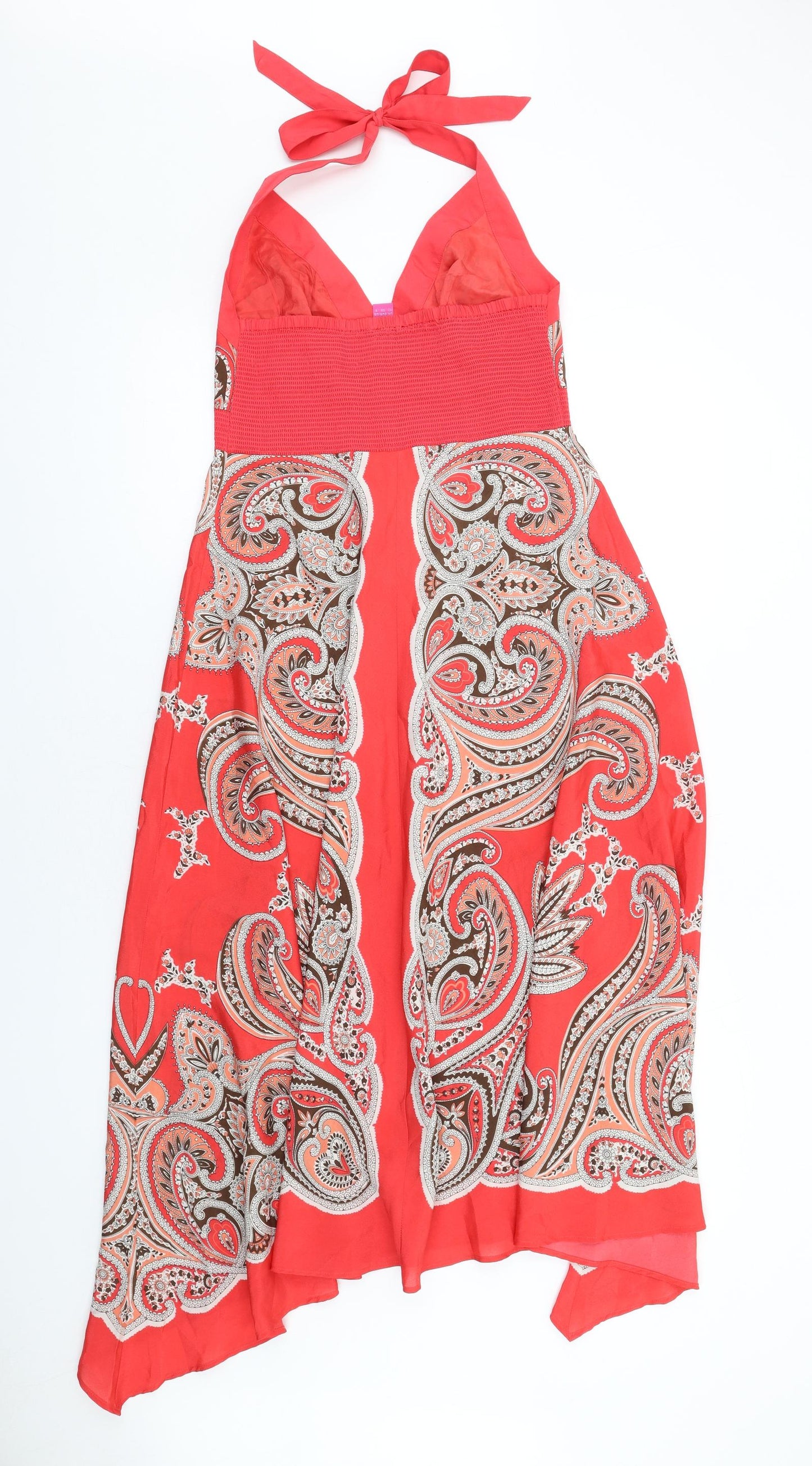 Monsoon Womens Red Paisley Polyester A-Line Size 10 Halter Tie