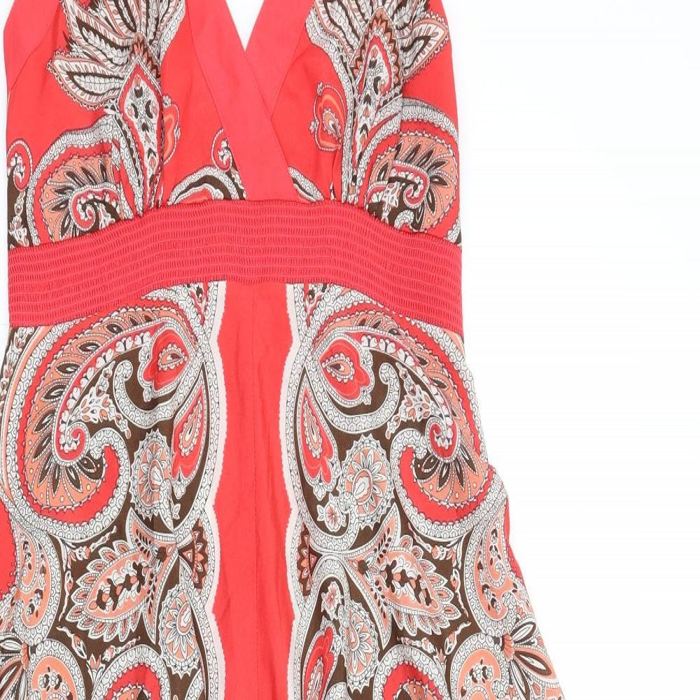 Monsoon Womens Red Paisley Polyester A-Line Size 10 Halter Tie