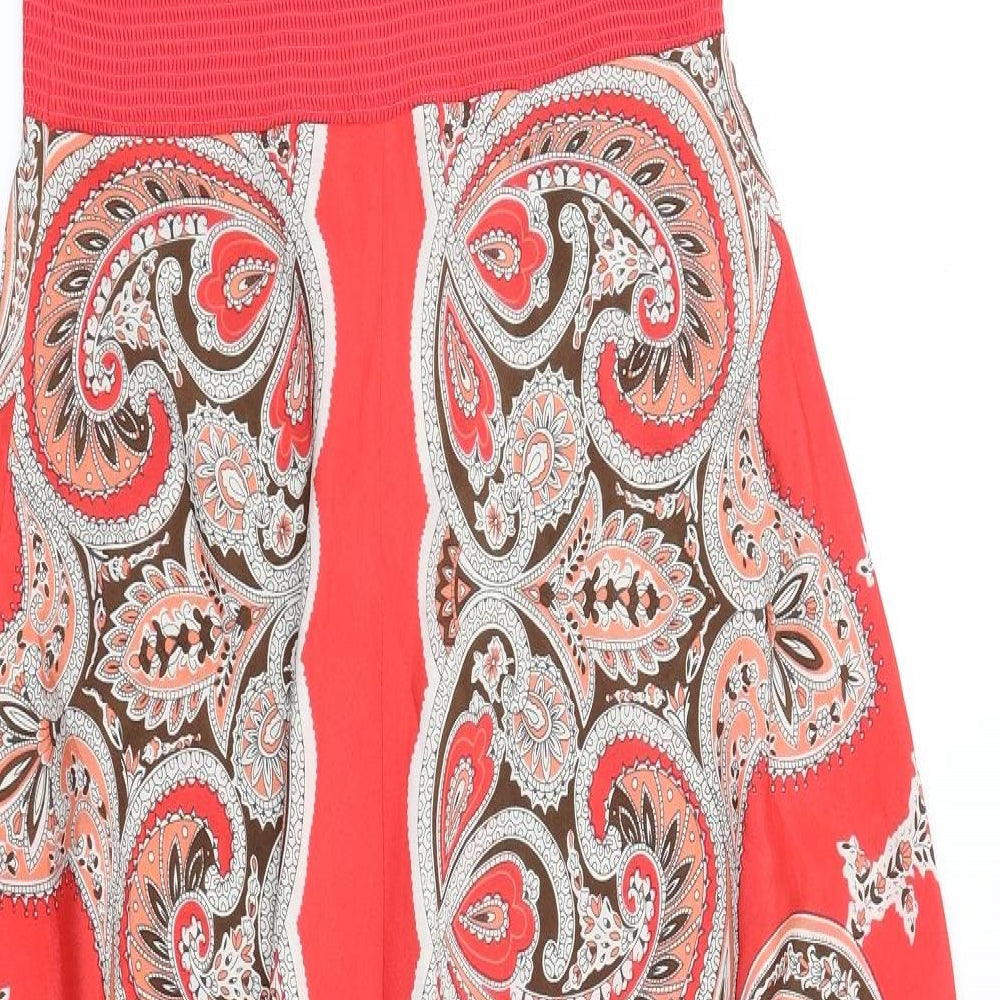 Monsoon Womens Red Paisley Polyester A-Line Size 10 Halter Tie
