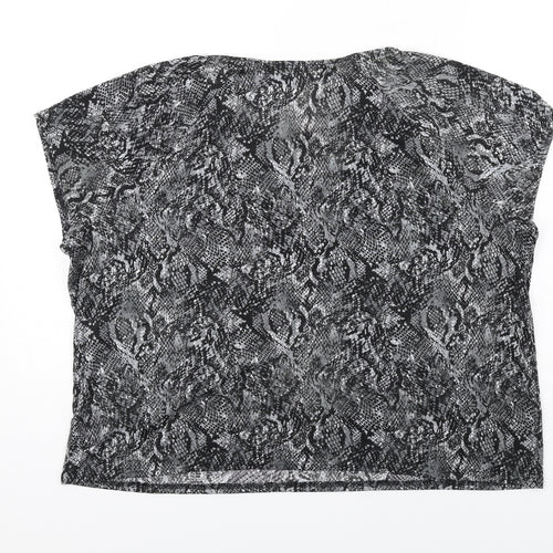GOOD MOVE Womens Grey Animal Print Polyester Basic T-Shirt Size 20 Round Neck Pullover - Snakeskin Pattern