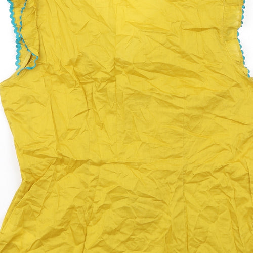 Boden Womens Yellow Cotton Basic Blouse Size 10 Collared