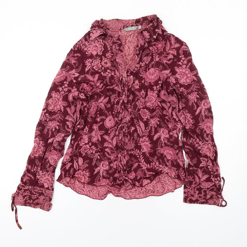 Per Una Womens Pink Floral Viscose Basic Blouse Size 12 Collared