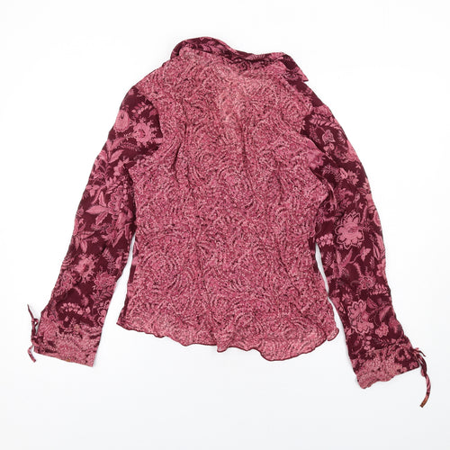 Per Una Womens Pink Floral Viscose Basic Blouse Size 12 Collared