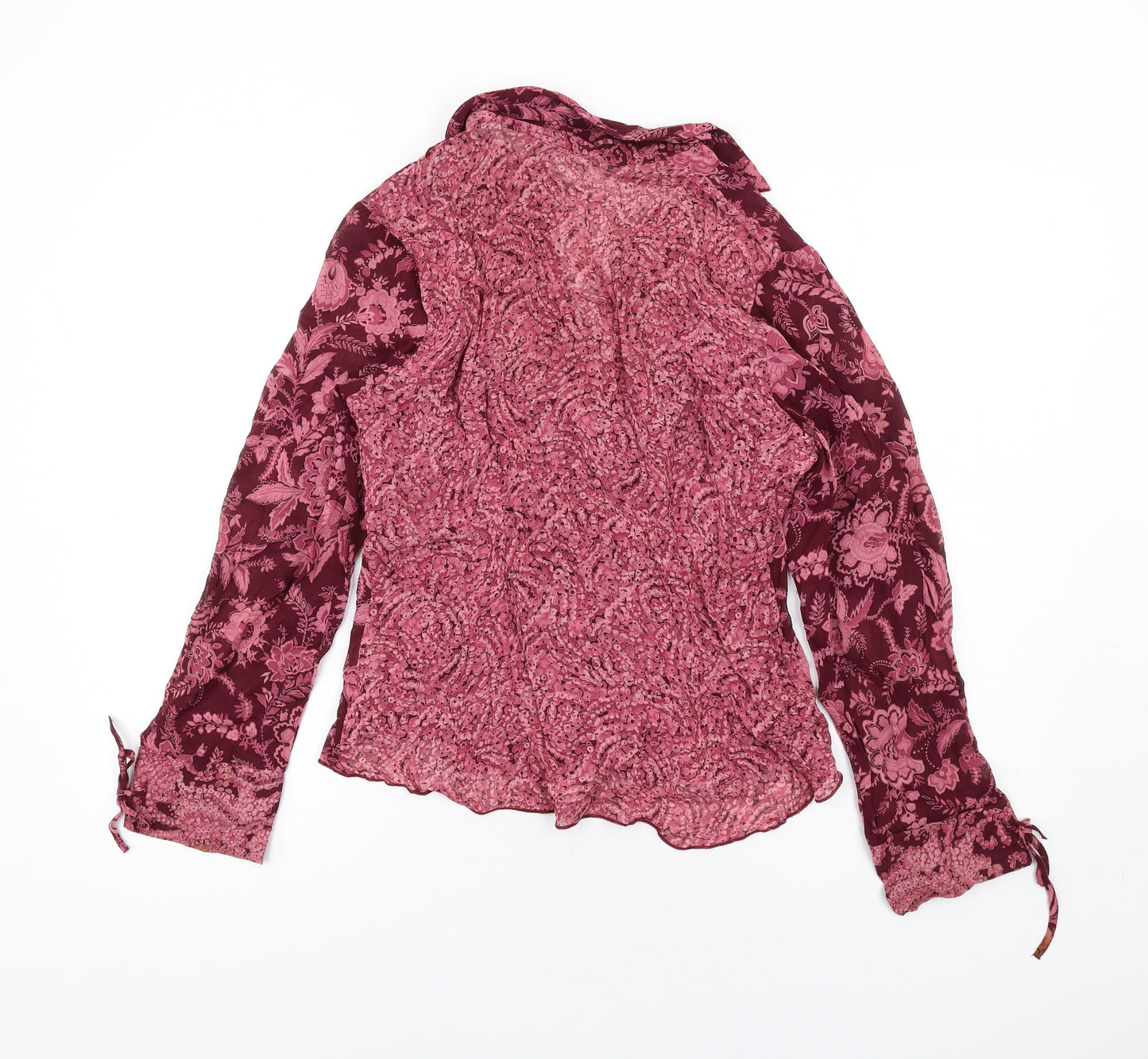 Per Una Womens Pink Floral Viscose Basic Blouse Size 12 Collared