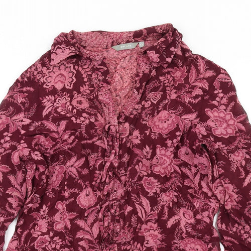 Per Una Womens Pink Floral Viscose Basic Blouse Size 12 Collared
