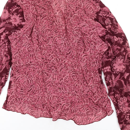 Per Una Womens Pink Floral Viscose Basic Blouse Size 12 Collared