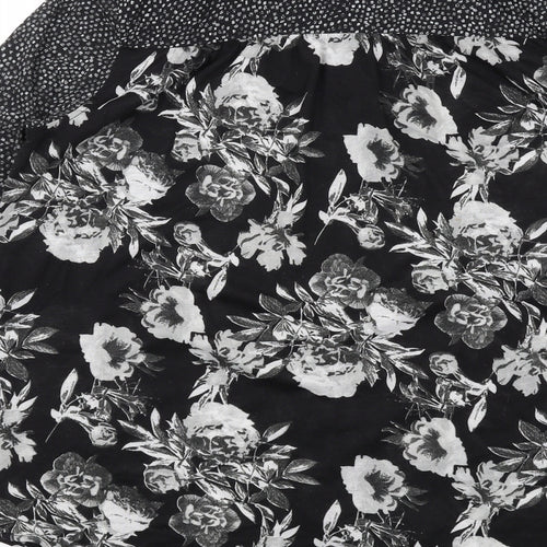 H&M Womens Black Floral Polyester Basic Button-Up Size XS Collared