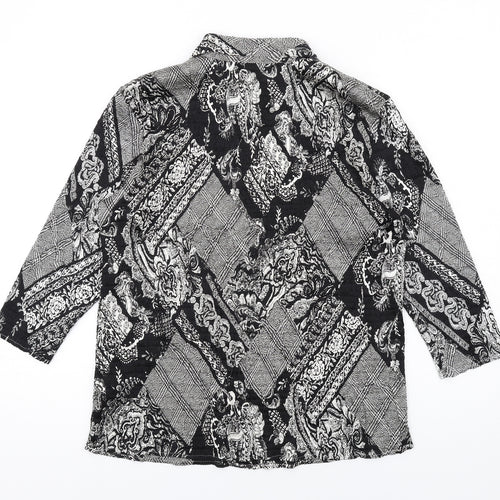 Gerry Weber Womens Black Geometric Polyester Basic Button-Up Size 14 Collared