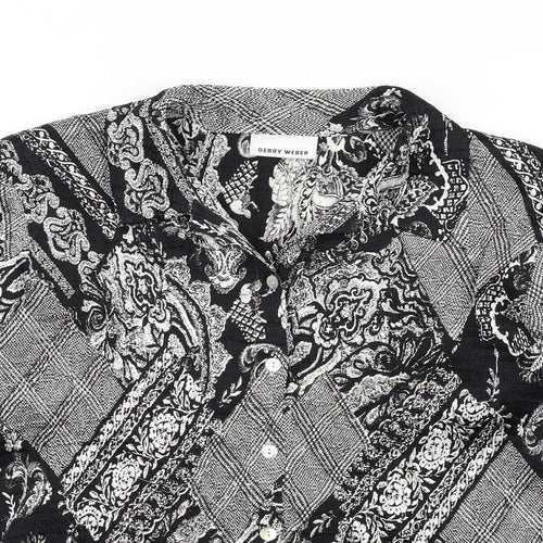 Gerry Weber Womens Black Geometric Polyester Basic Button-Up Size 14 Collared