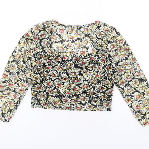 Cooperative Womens Multicoloured Floral Polyester Cropped Blouse Size XS Square Neck