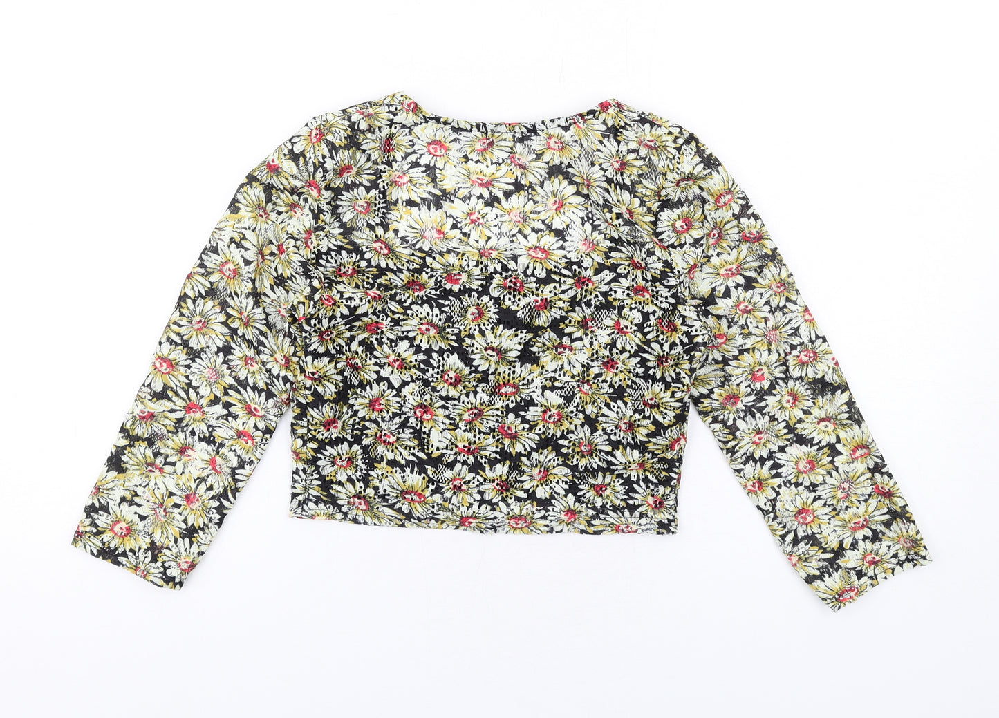 Cooperative Womens Multicoloured Floral Polyester Cropped Blouse Size XS Square Neck