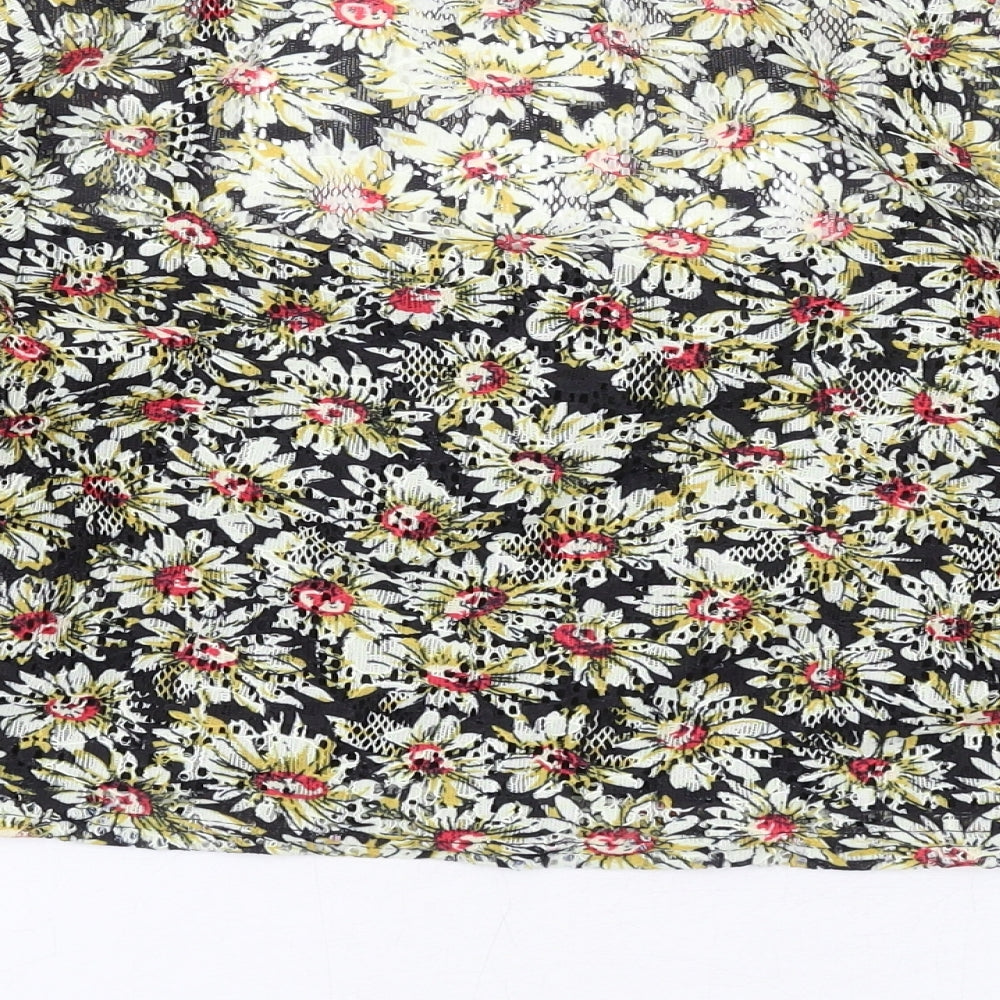 Cooperative Womens Multicoloured Floral Polyester Cropped Blouse Size XS Square Neck