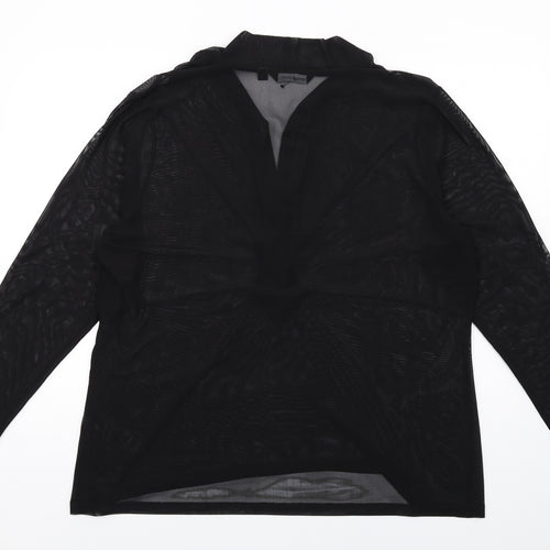 Capsule Womens Black Polyester Basic Blouse Size 24 V-Neck