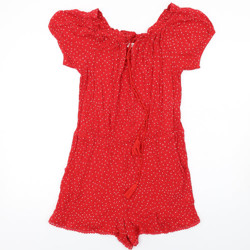 NEXT Womens Red Polka Dot Viscose Playsuit One-Piece Size 14 Pullover