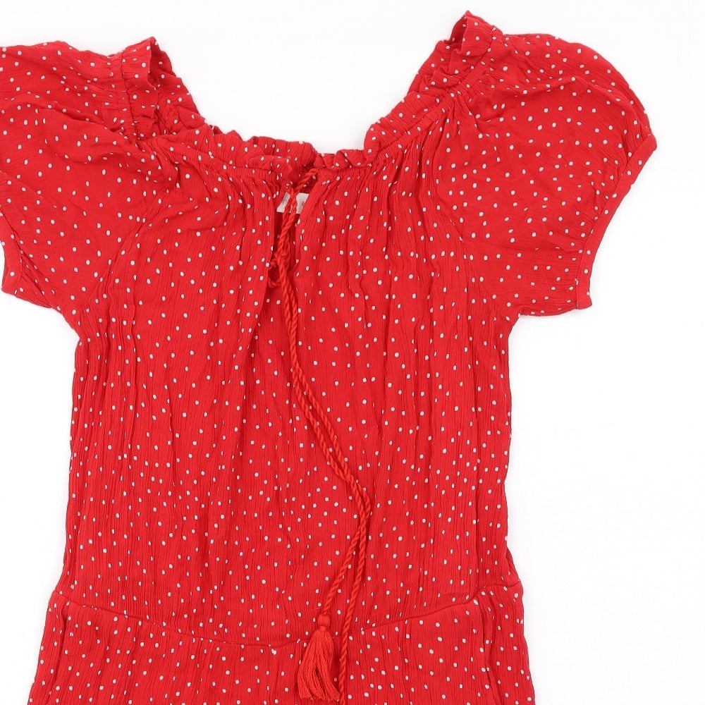 NEXT Womens Red Polka Dot Viscose Playsuit One-Piece Size 14 Pullover