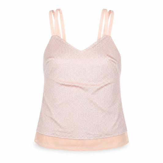 Front view of Next women’s pink polyester basic tank, size UK 6, v-neck