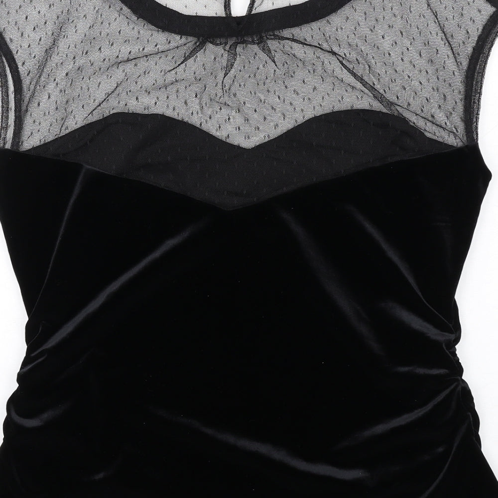 Coast Womens Black Polyester Basic Tank Size 14 Round Neck - Lace Details