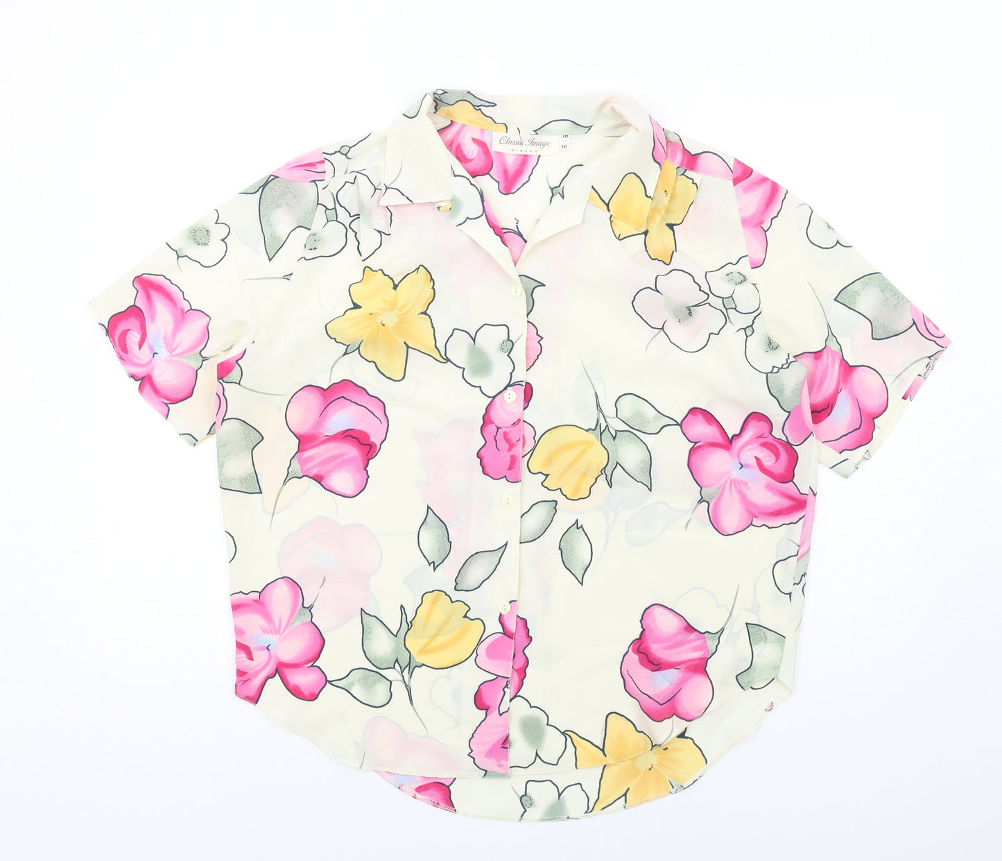 Classic Image Womens Multicoloured Floral Polyester Basic Button-Up Size 16 Collared