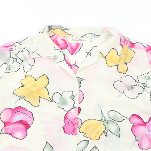 Classic Image Womens Multicoloured Floral Polyester Basic Button-Up Size 16 Collared