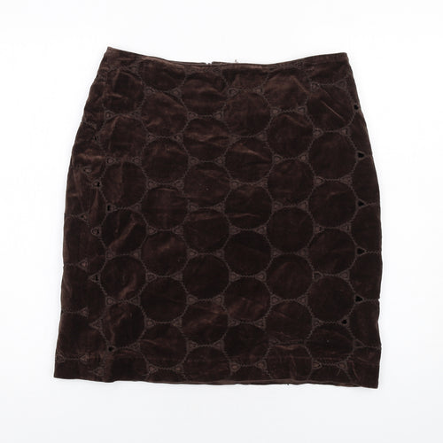 Boden Womens Brown Polka Dot Cotton A-Line Skirt Size 12 Zip