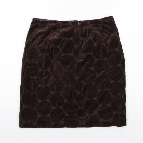 Boden Womens Brown Polka Dot Cotton A-Line Skirt Size 12 Zip