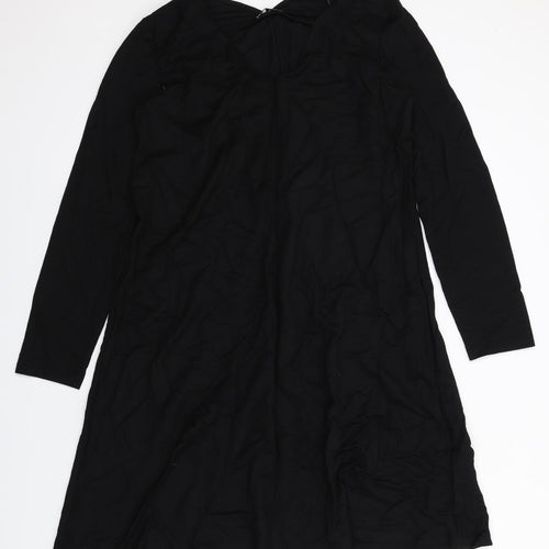 Zara Womens Black Viscose A-Line Size L V-Neck Pullover