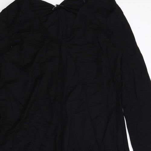Zara Womens Black Viscose A-Line Size L V-Neck Pullover