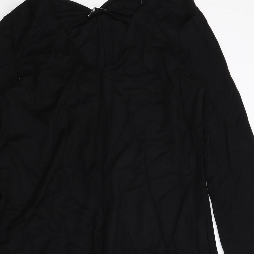 Zara Womens Black Viscose A-Line Size L V-Neck Pullover