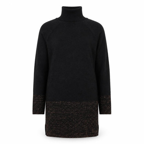 NEXT Girls Black Viscose Jumper Dress Size 12 Years Roll Neck Pullover