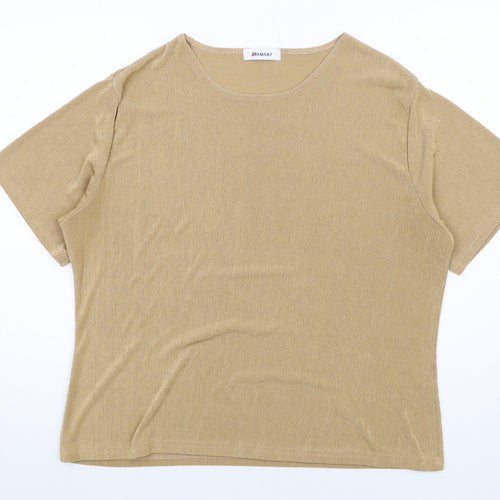 Damart Womens Beige Polyester Basic T-Shirt Size 24 Round Neck