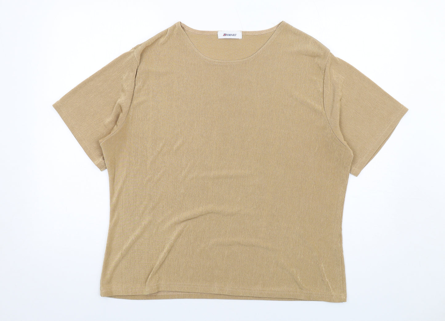 Damart Womens Beige Polyester Basic T-Shirt Size 24 Round Neck