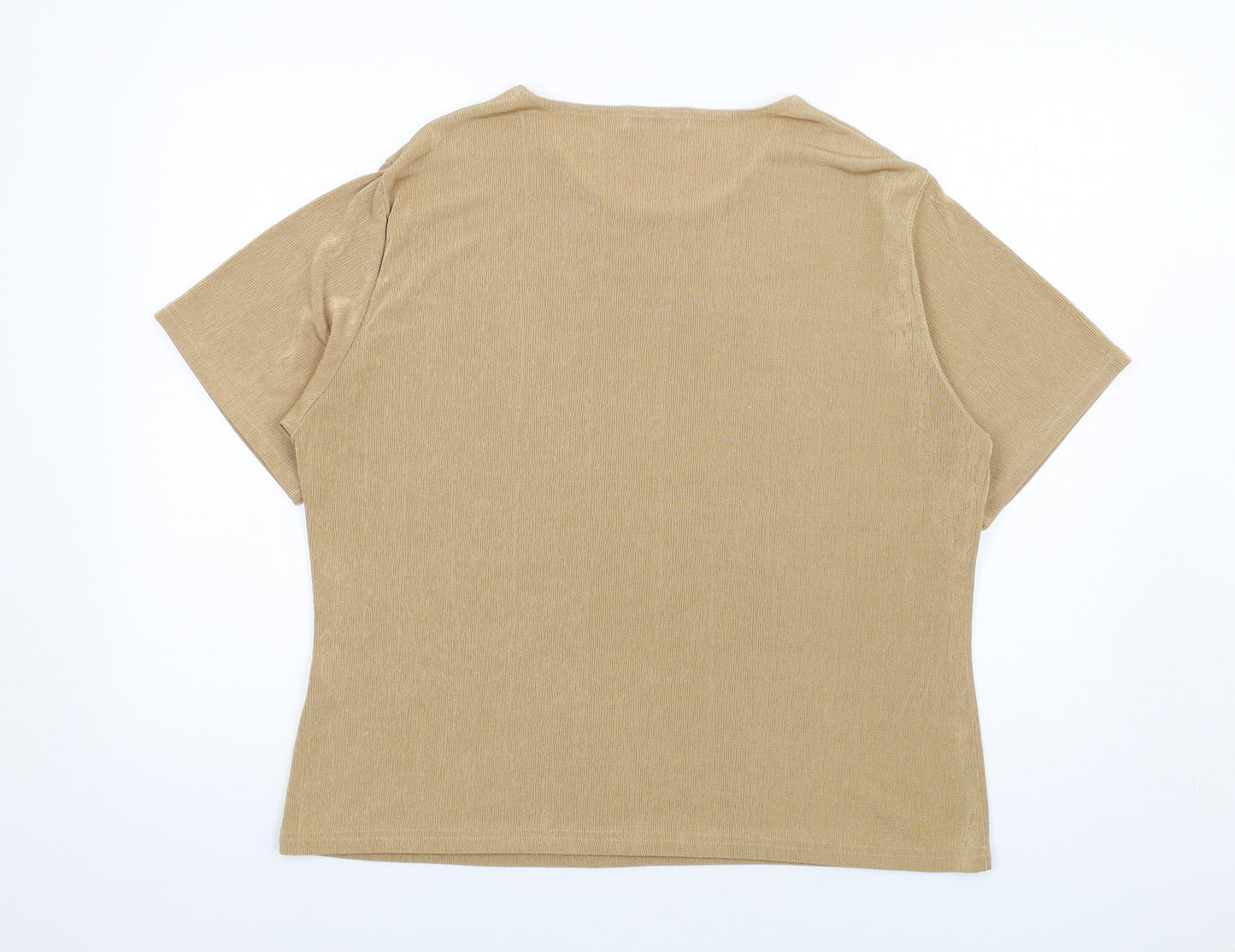 Damart Womens Beige Polyester Basic T-Shirt Size 24 Round Neck