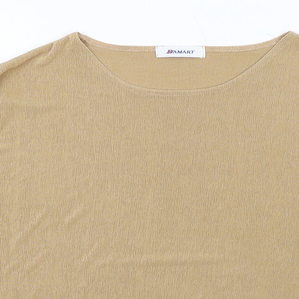 Damart Womens Beige Polyester Basic T-Shirt Size 24 Round Neck