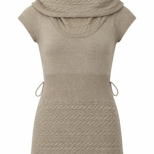 Pout Womens Beige Acrylic Jumper Dress Size M Roll Neck Pullover - Size S-M