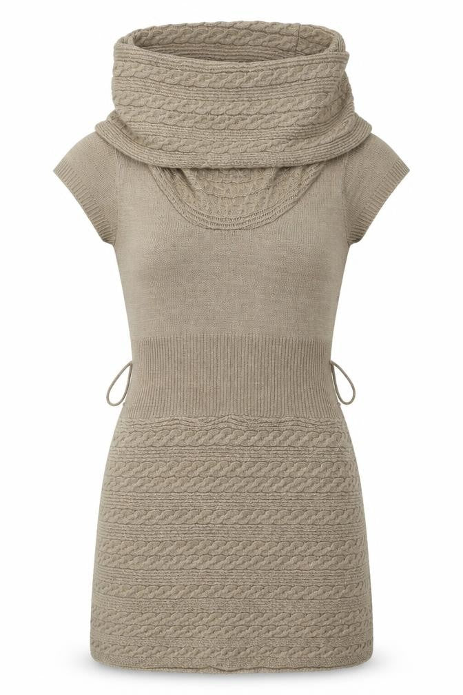 Pout Womens Beige Acrylic Jumper Dress Size M Roll Neck Pullover - Size S-M
