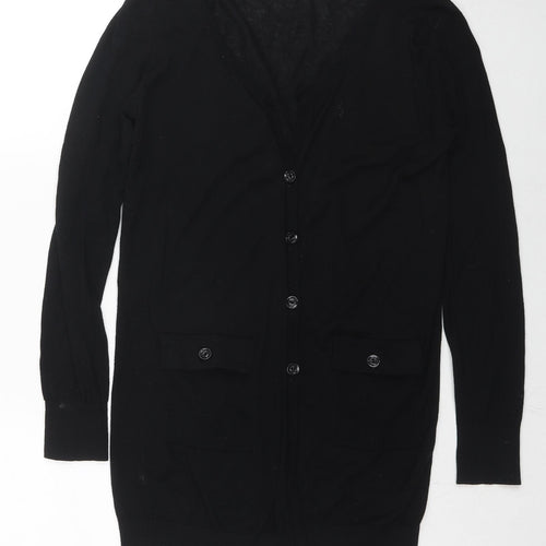Mango Womens Black V-Neck Cotton Cardigan Jumper Size M
