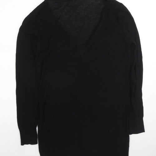 Mango Womens Black V-Neck Cotton Cardigan Jumper Size M