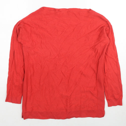 Joules Womens Red Boat Neck Cotton Pullover Jumper Size 10