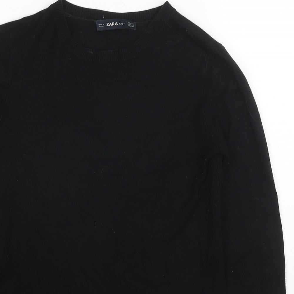 Zara Womens Black Round Neck Polyester Pullover Jumper Size S