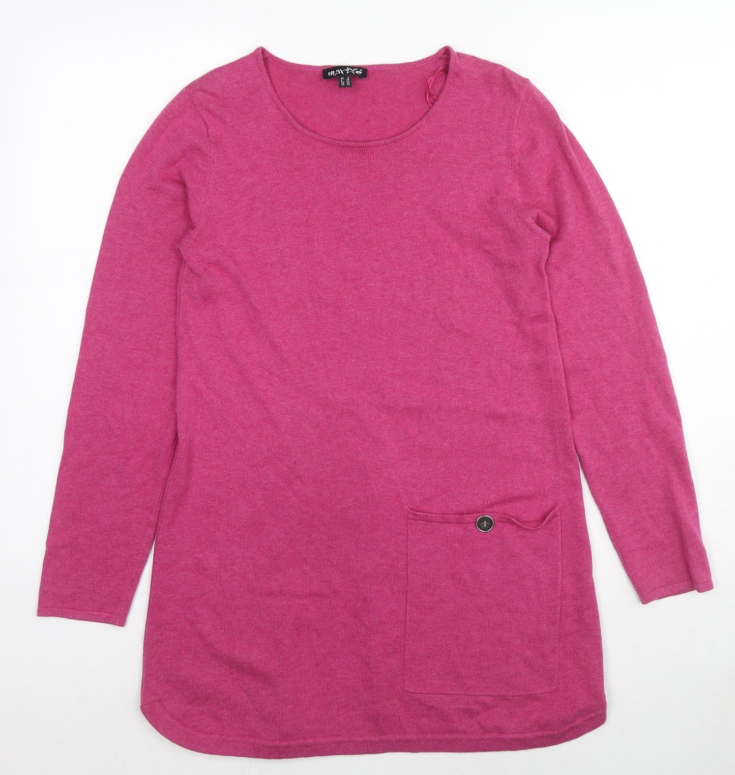 Marble Womens Pink Round Neck Cotton Tunic Jumper Size 10