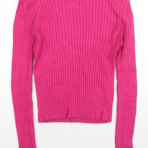Stradivarius Womens Pink High Neck Viscose Pullover Jumper Size S