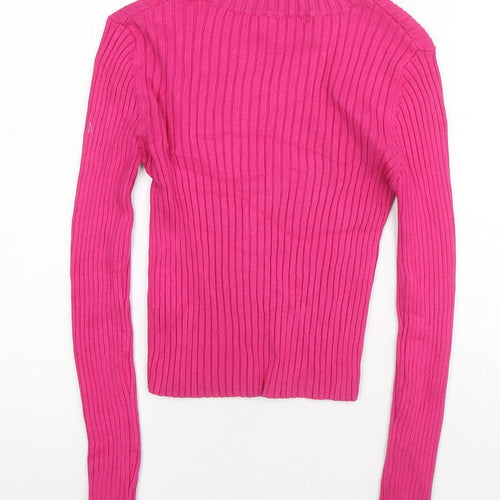 Stradivarius Womens Pink High Neck Viscose Pullover Jumper Size S
