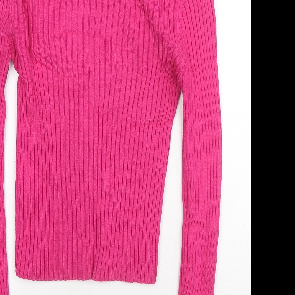 Stradivarius Womens Pink High Neck Viscose Pullover Jumper Size S