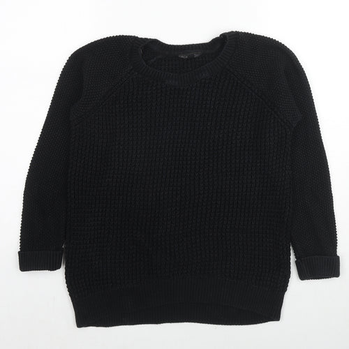 Topshop Womens Black Round Neck Acrylic Pullover Jumper Size 8