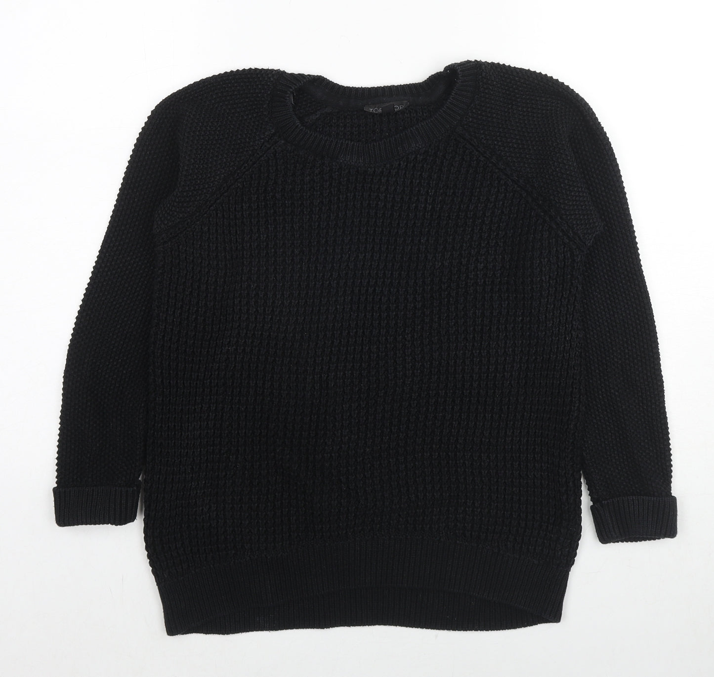 Topshop Womens Black Round Neck Acrylic Pullover Jumper Size 8